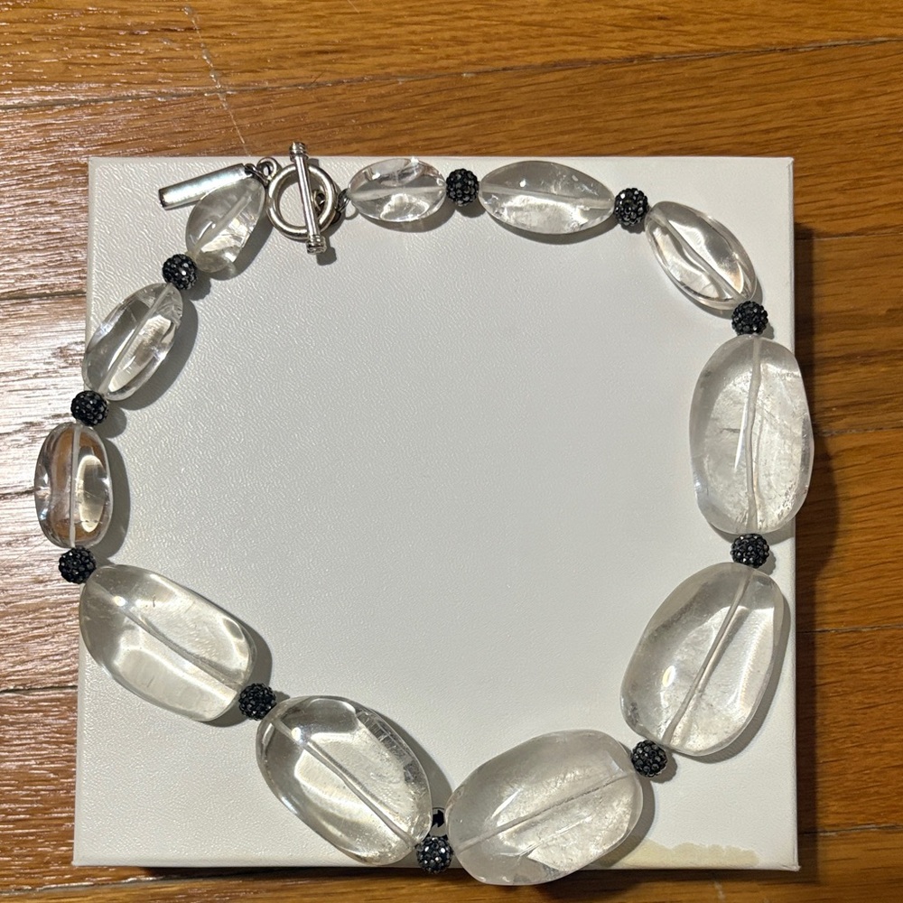 Oscar de la Renta Clear and Black Beaded Necklace